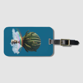 Surreal Cat Hot Air Ballon mit Kaktus & Regenbogen Gepäckanhänger