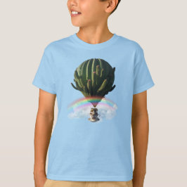 Surreal Cat Hot Air Ballon mit Kaktus & Regenbogen T-Shirt