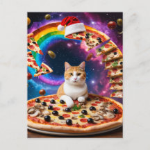 Surreal Cat on a Flying Pizza Weihnachten