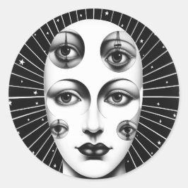 Surreal Celestial Lady Runder Aufkleber