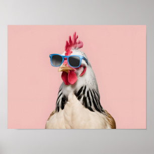 Surreal Chicken Hen in Sonnenbrille Poster