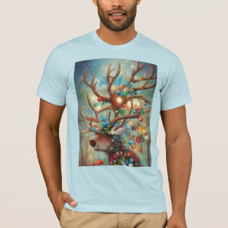 Surreal Christmas Reindeer With Ornaments & Lights T-Shirt