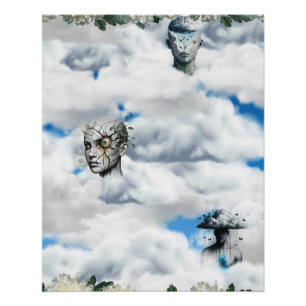 Surreal Cloud Portraits with Cracked, Serene, and Poster