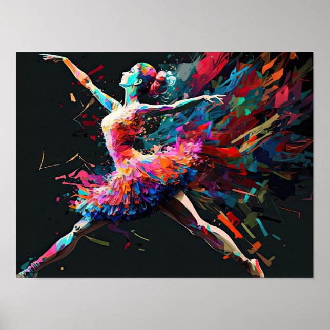 Surreal Color Splash Tanz Ballerina Poster (Vorne)