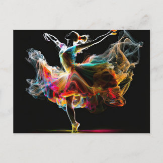 Surreal Colorful Tancing Ballerina Postkarte