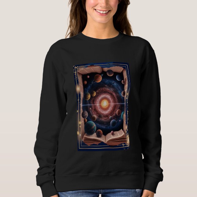 Surreal Cosmic Galaxy Book Fantasy Alien World St Sweatshirt (Vorderseite)