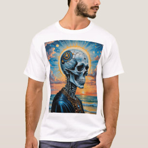 Surreal Cosmic Skull T - Shirt - Sunset Galaxy Art