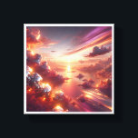 Surreal Cosmic Sunset - Dreamy Pink and Gold Cloud Leinwanddruck<br><div class="desc">A breathtaking surreal landscape featuring a radiant sunset over a calm celestial sea. The sky is filled with voluminous pink and purple clouds intertwined with metallic silver spheres and glowing light trails. This ethereal art piece creates a peaceful yet futuristic atmosphere, perfect for modern home decor, dream-themed bedrooms, or high-end...</div>