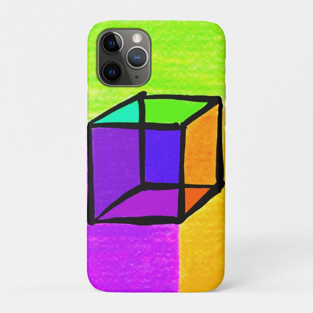 Surreal Cube. Geometrisches Retrostil-Design. 70er Case-Mate iPhone Hülle (Rückseite)