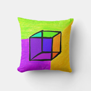 Surreal Cube. Handgezeichnet. Geometrische Abbildu Kissen