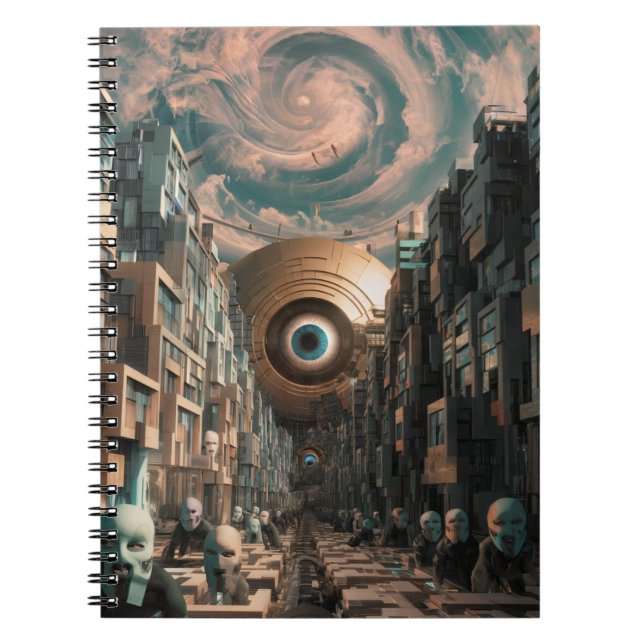 Surreal Cyberpunk City Notizblock (Vorderseite)