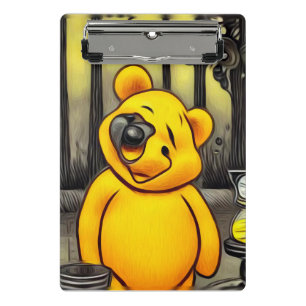 Surreal Cyborg Parody Pooh Bear Mini Klemmbrett