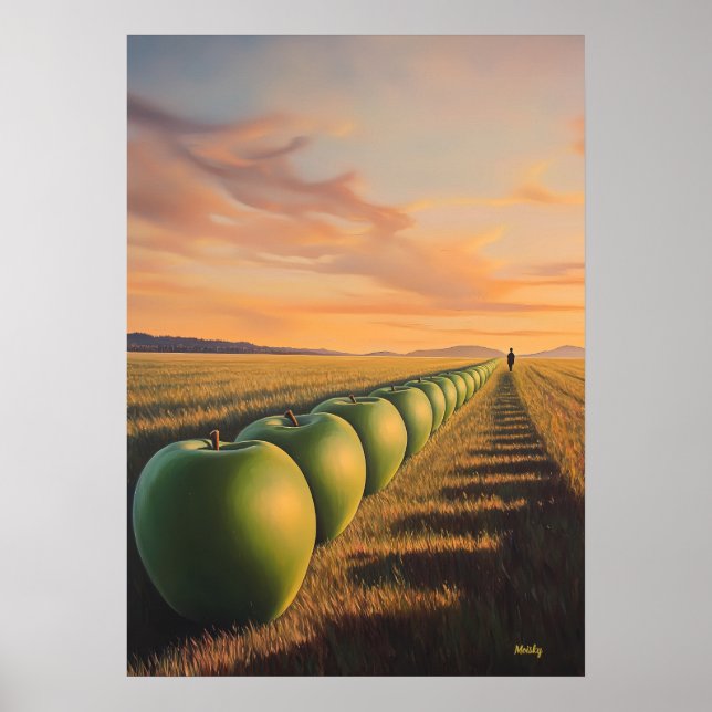 Surreal Dreamscape Äpfel in Lichtfeldern Poster (Vorne)