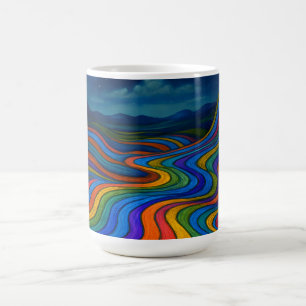 Surreal Dreamscape Moonlight Rainbow Land Kaffeetasse