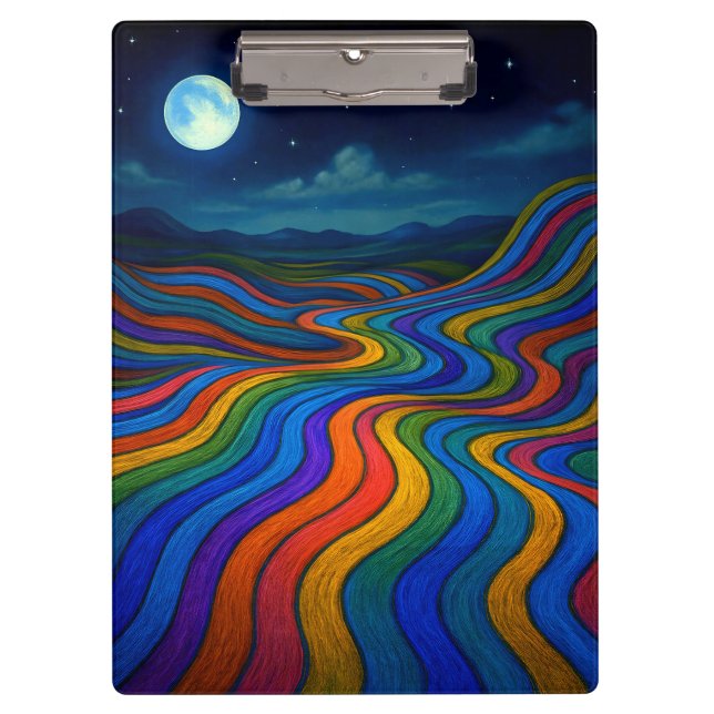 Surreal Dreamscape Moonlight Rainbow Land Klemmbrett (Vorderseite)