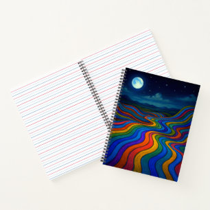 Surreal Dreamscape Moonlight Rainbow Land Notizbuch