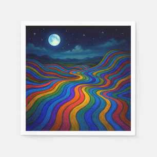 Surreal Dreamscape Moonlight Rainbow Land Serviette