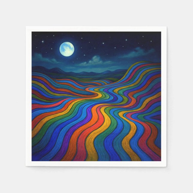 Surreal Dreamscape Moonlight Rainbow Land Serviette (Vorderseite)