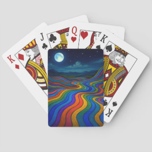 Surreal Dreamscape Moonlight Rainbow Land Spielkarten