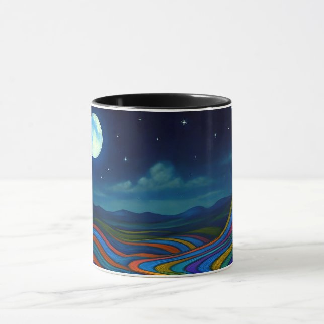 Surreal Dreamscape Moonlight Rainbow Land Tasse (Zentrum)