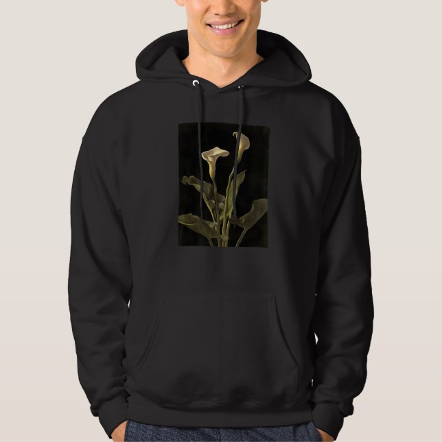 Surreal Easter Lilies On A Black Background Hoodie (Vorderseite)