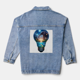 Surreal Elephant World Inside Light Bulb Fantasy A Jeansjacke
