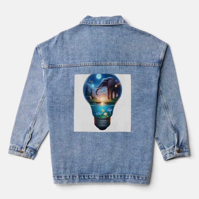 Surreal Elephant World Inside Light Bulb Fantasy A Jeansjacke (Rückseite)