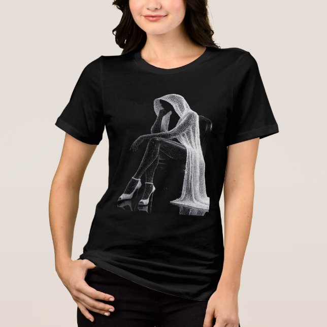 Surreal Emotional Figure Art Women’s Black T-Shirt Tri-Blend Shirt (Vorderseite)