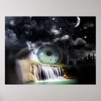 Surreal Eye Wasserfall Fantasie Poster