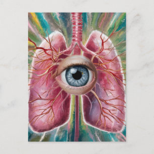 Surreal Eyeball und Lungen Postkarte