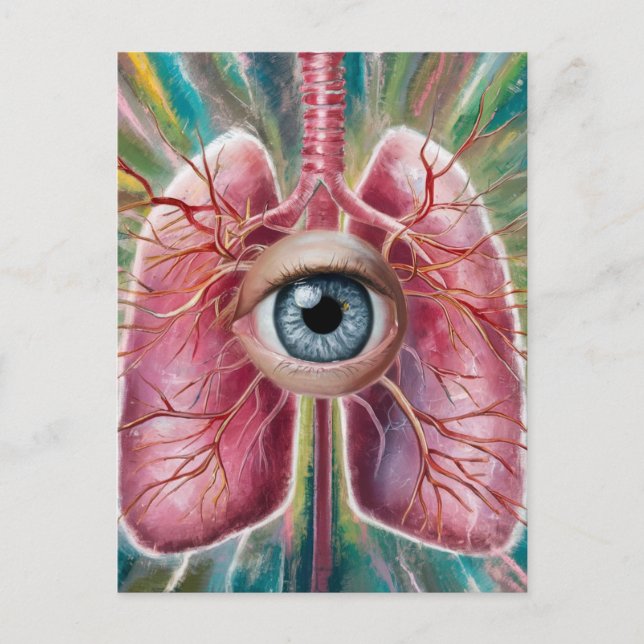 Surreal Eyeball und Lungen Postkarte (Vorderseite)