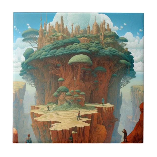 Surreal Fantasy City Fliese (Vorderseite)