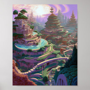 Surreal Fantasy City Poster