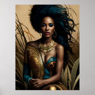 Surreal Fantasy Fantastisch Afro Girl Art NI Poster