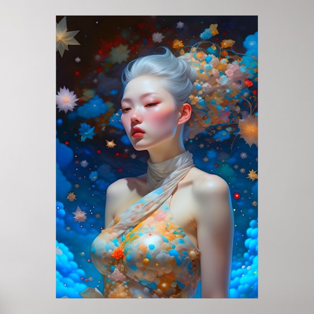 Surreal Fantasy Fantastische Asiatische Girl Art C Poster (Vorne)