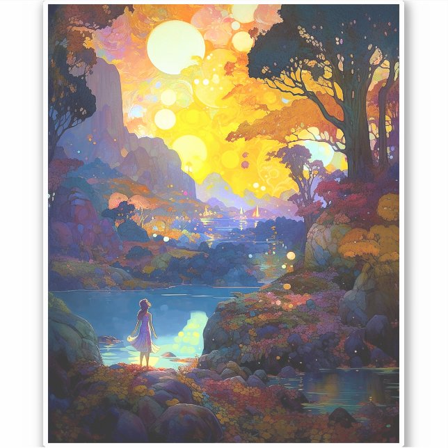 Surreal Fantasy Landschaft Art Aufkleber (Vorderseite)