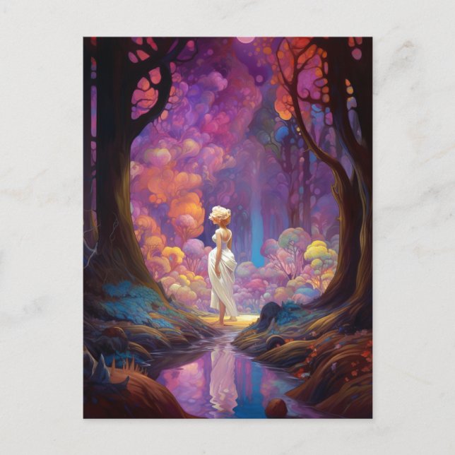 Surreal Fantasy Woodland Forest Landschaft Art Postkarte (Vorderseite)