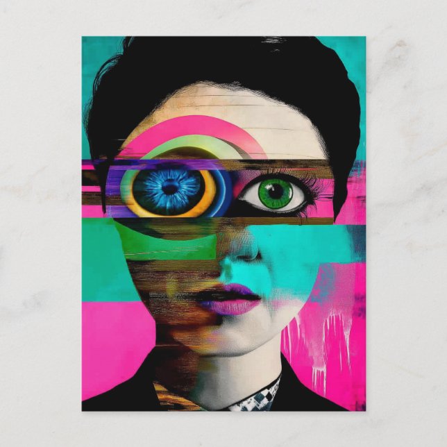 Surreal farbige Abstrakte Frau Postkarte (Vorderseite)
