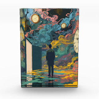 Surreal Figure Room Swirling Clocks Smoke Wall Art Fotoblock