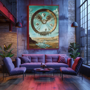 Surreal Floating Circular Structure with Abstrakte Poster