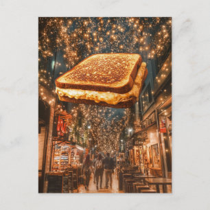Surreal Floating Grilled Cheese Sandwich Postcard Postkarte