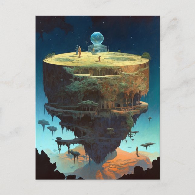 Surreal Floating Island Landschaft Fantasy Art Postkarte (Vorderseite)
