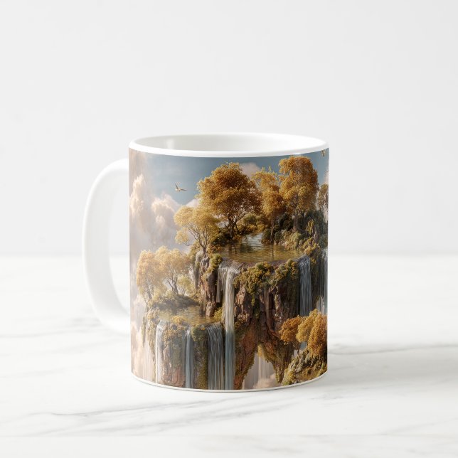 Surreal Floating Islands With Golden Trees Kaffeetasse (Vorderseite Links)