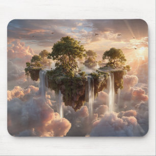 Surreal Floating Islands with Waterfall Mousepad