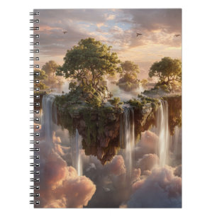 Surreal Floating Islands with Waterfall Notizblock
