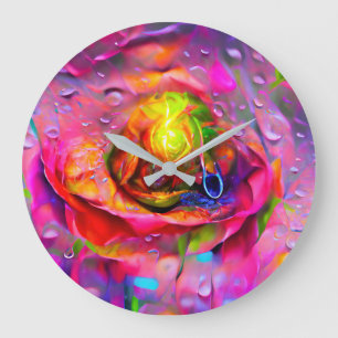 Surreal Floral Art Große Wanduhr