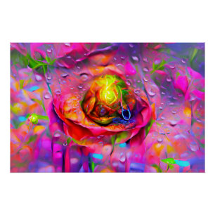 Surreal Floral Art Poster