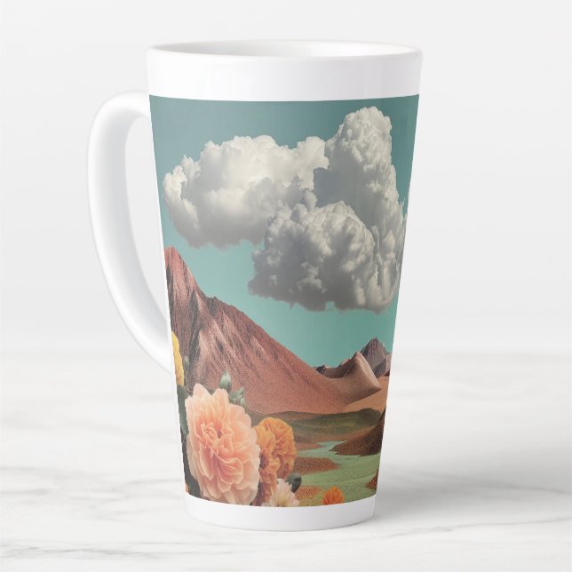 Surreal Floral Mountainscape With Dramatic Clouds Milchtasse (Linke Ecke)