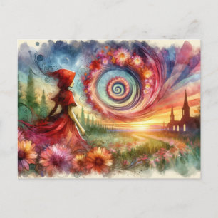 Surreal Floral Portal Aquarell Postkarte