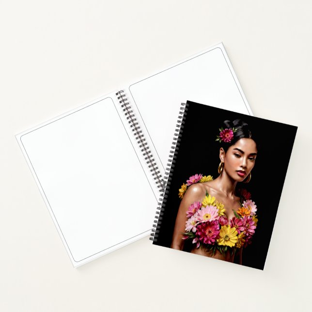 Surreal Flower Girl Dark Boho Aesthetic Notizbuch (Innenseite)